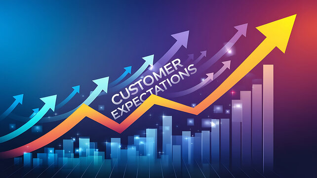 Colorful graph showing customer expectations on a futuristic background with copy space
