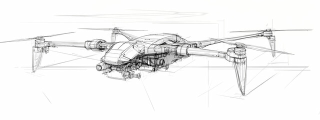 Fototapeta premium Innovative Drone Prototype Sketch