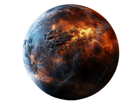 a planet with a fiery surface