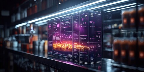 Futuristic Interface Displaying Data Over Brown Objects