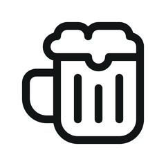 Beer mug with foam UI icon, pub minimal line vector symbol