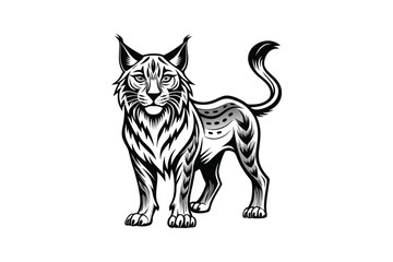 Bobcat Standing on White Background | Wild and Agile Animal Illustration