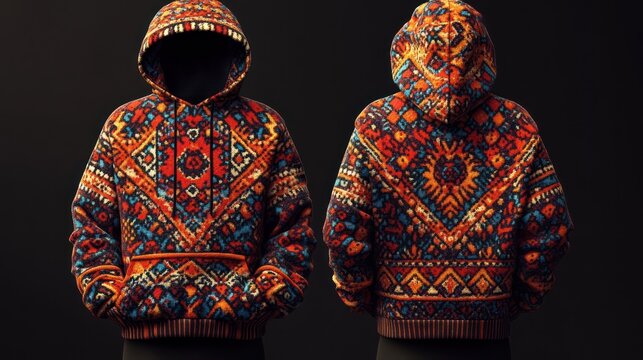 Ethnic Patterned Hoodie