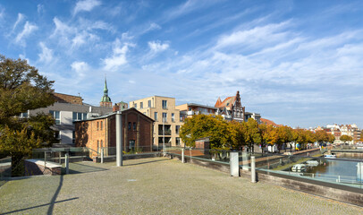 Naklejka premium view of the old town stralsund on the Baltic Sea in mecklenburg-western pomerania germany