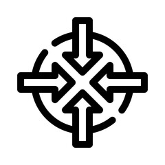 Obraz premium Four arrows converging line icon