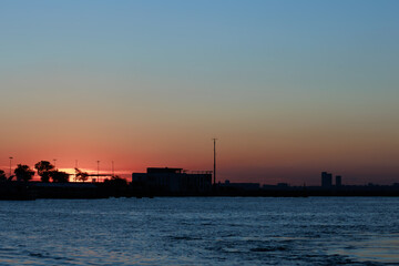 Orange sunset over the sea