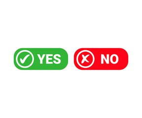 Yes and no button icon. Decision icon set with tick and cross mark. Design Elements for smm, ad, marketing, ui, ux and app vector design and illustration. 
