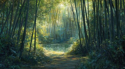 Obraz premium Bamboo Forest in Morning Light