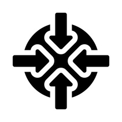 Four arrows converging glyph icon