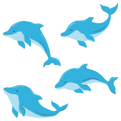 Childrens cute greeting card. Cartoon sea animals in doodle style collection for design. 