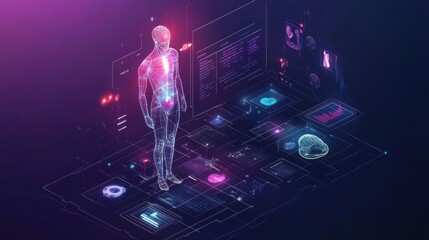 Obraz premium The Heart of Technology: A Digital Representation of Life's Essence