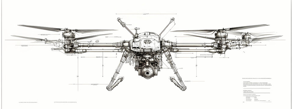 detailed drone blueprint, technical drawing, white background clip art preview