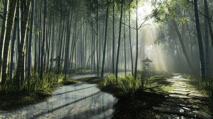 Obraz premium Bamboo Forest in Morning Light