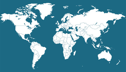 World map. Blue modern vector map. Silhouette map