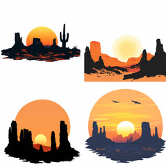 Desert cactus sunset silhouette flower Landscape island coastal scenery sand warm sunset
