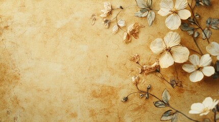Aged paper with flowers featuring a vintage effect and a blank area for text