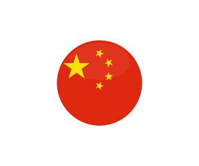 Round China flag icon. National flag icon China. Peoples Republic of China flag in circle vector design and illustration. 

