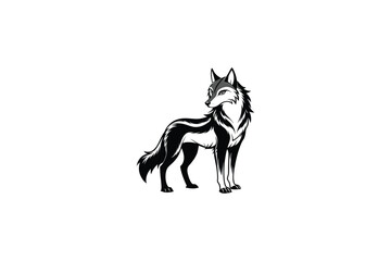 Obraz premium Wolf on White Background | Majestic and Fierce Wild Animal Illustration