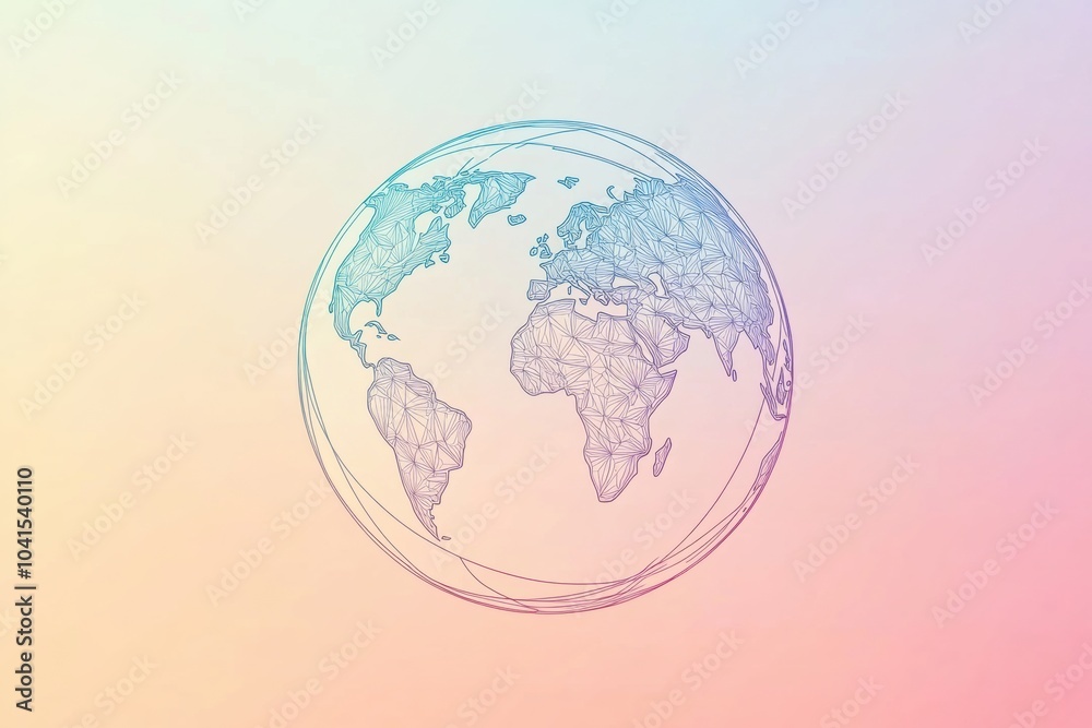 Poster a clean outline of a globe showcases continents, symbolizing global travel and interconnected cultur