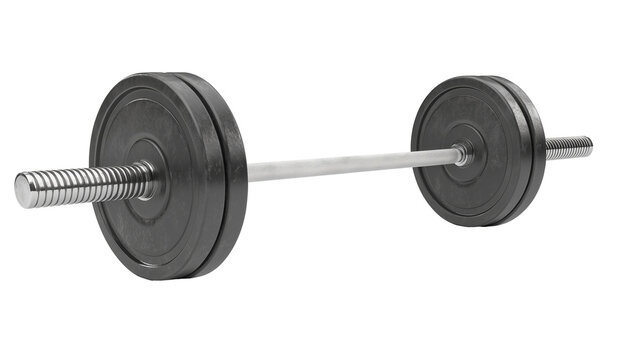 barbell with weights stacked on both ends ready for lifting isolated on transparent background