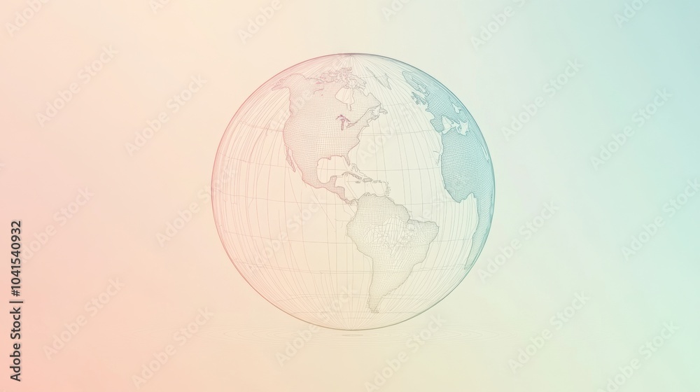 Aufkleber This design features a clean outline of a globe, symbolizing international travel and global connections in a minimalist aesthetic. Generative AI