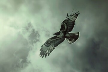 Idea for a painting- A swift hawk diving towards its prey, set against a cloudy gray horizon