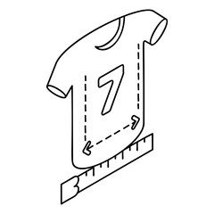 Measuring the Waist of Dress Shirt isometric outline concept, Tailor and Sewing Guideline vector icon, custom tailoring symbol, Made-to-measure clothing sign,Sewist materials stock illustration