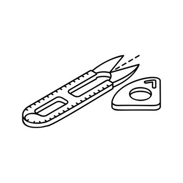 black thread snips with protective cover clip art preview