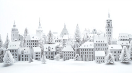 winter cityscape, snowy Christmas cityscape