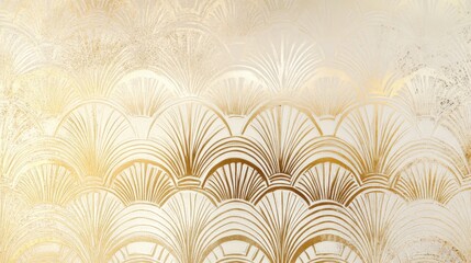 Paper with champagne gold texture and art deco pattern, offering a vintage metallic foil effect for sophisticated event invitations or glamorous wallpaper.