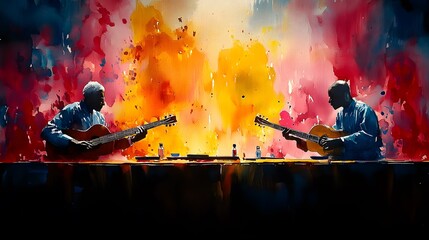 Watercolor scene of Nigerien elders sharing stories during Republic Day celebrations, symbolizing the importance of heritage and culture