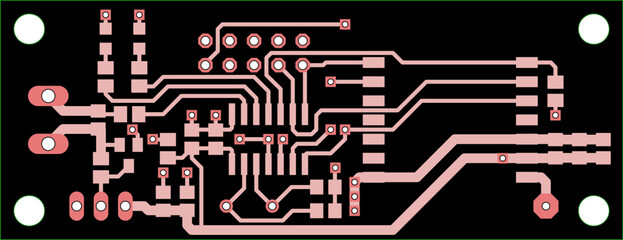 Tracing conductors of printed circuit board
of electronic device. Vector engineering 
drawing of pcb design. Electric background.
Computer technic cad project.