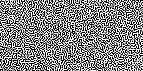 Organic seamless patterns with rounded lines Diffusion reaction background. Monochrome background of natural organic forms motion. Overlay template abstract Turing organic wallpaper background.