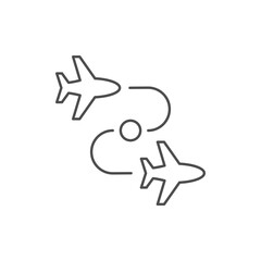 Airplane route line outline icon