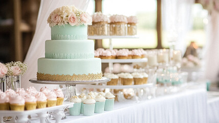 Cottage wedding decoration in the countryside, floral decor and event celebration, flowers, wedding aisle, wedding cake and tablescape, English country style idea