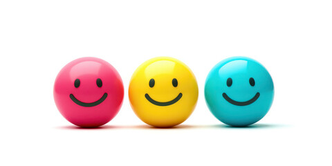 Three smiling balls of different colors