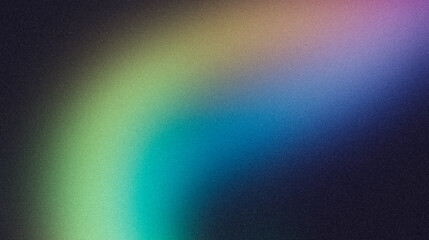 Grainy background rainbow blue purple green abstract noise texture vibrant glowing color gradient shape black backdrop dark banner poster header cover wallpaper design