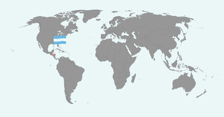 Pin map with Honduras flag on world map. Vector illustration.