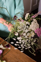 Florist Creating Floral Arrangement Wedding Bouquet Soft Photography British Flower Farm Wild...