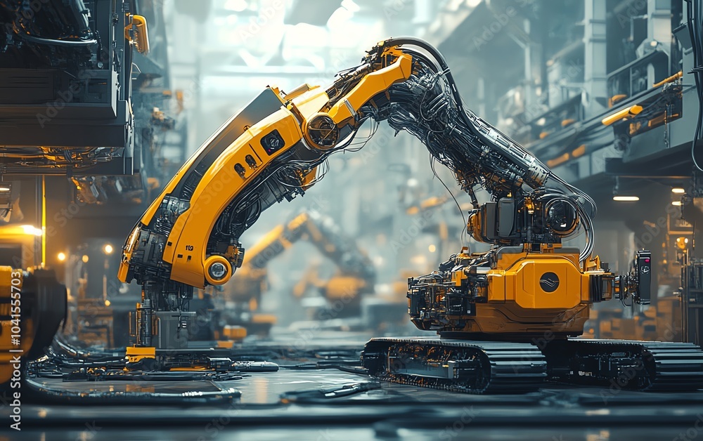 Aufkleber creative 3d visualization representing an industrial project, showcasing futuristic machinery and ad