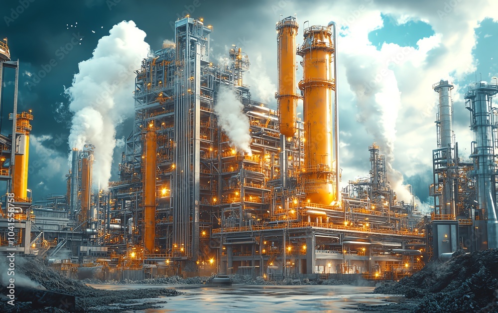 Aufkleber creative 3d visualization representing an industrial project, showcasing futuristic machinery and ad