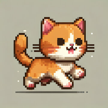 simple illustration of Cat in pixel art style