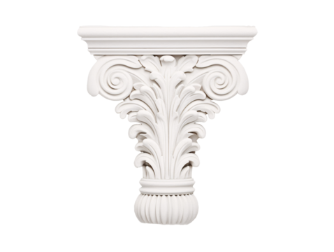 a white column with a decorative design