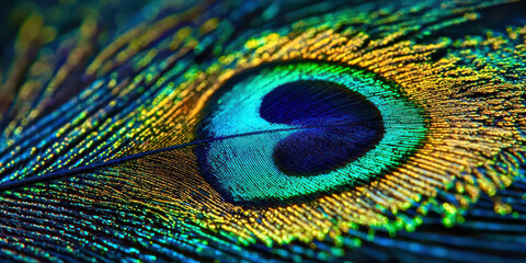 Fototapeta premium A close up of a peacock feather with a heart shape in the center