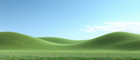 Obraz premium Rolling Green Hills with Blue Sky.