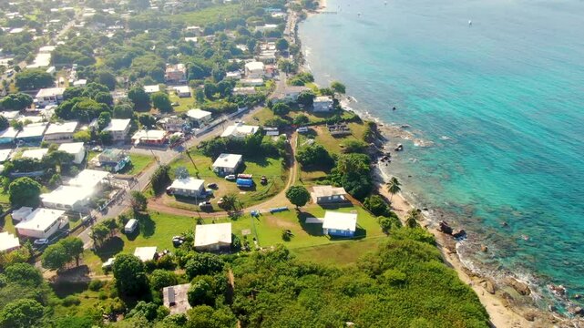 Esperanza, Vieques, Puerto Rico - A View of a Charming Seaside Village Known For Its Laid-back, Bohemian Atmosphere - Aerial Drone Shot