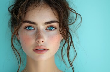 A beautiful Japanese woman with long hair, pale skin, and blue eyes