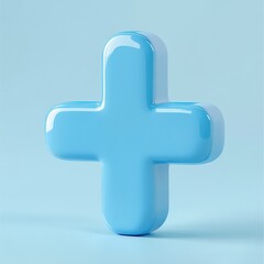 Blue Plus Sign 3D Render illustration for Medical Symbol Design