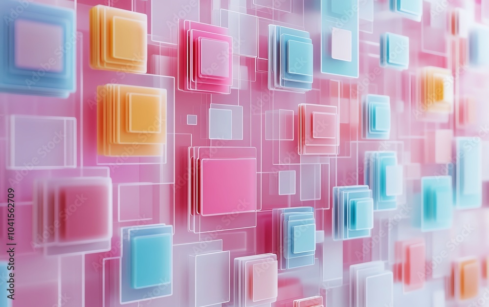 Aufkleber Concept of digital document management system with virtual files, 3D rendering, contemporary design, organized and efficient layout, hightech interface