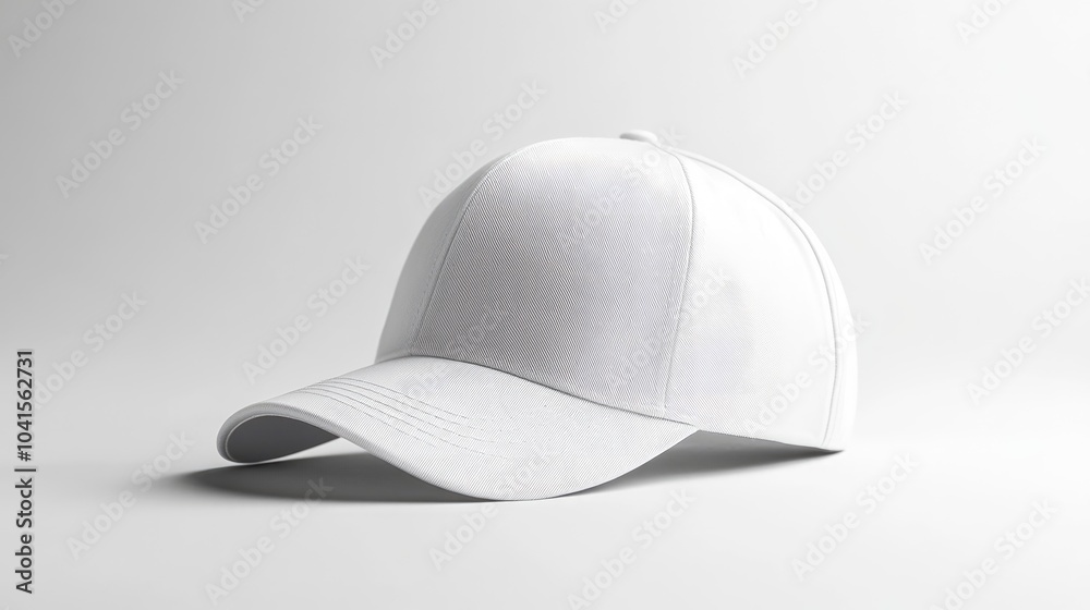 Poster white baseball cap mockup displayed on a plain white background for versatile design presentation